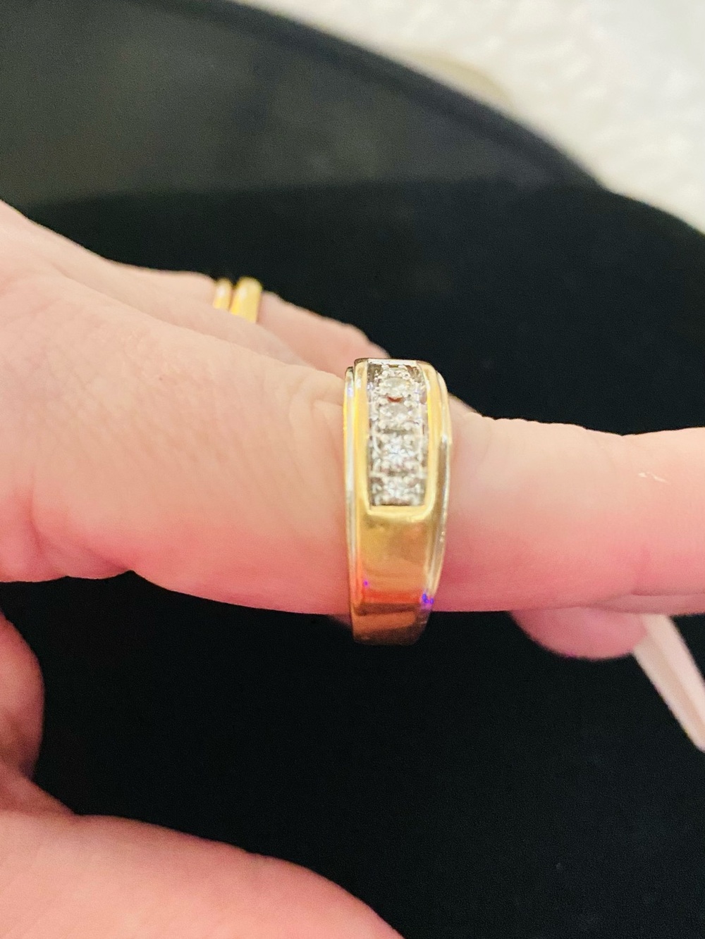 Men’s Vintage 14k Gold 5 Diamond Wedding Channel Setting Band Ring 7.54g Size 11 - Picture 3 of 5